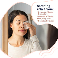 CorneaCare Rise tea tree oil wipes closeup for refreshing lids