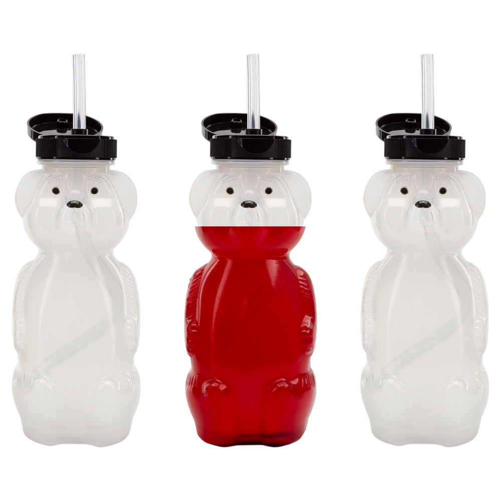 Cornucopia Brands Honey Bear straw cups in a 3-pack, ideal for engaging sipping times