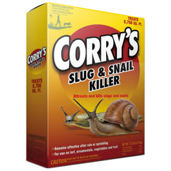 Corry's Slug Snail Killer bait pellets on soil surface for fast garden pest control