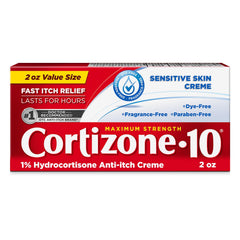 Cortizone 10 max-strength sensitive-skin tube offers fast itch relief for minor irritations