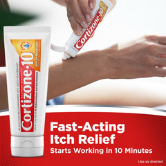 Cortizone-10 label highlights 1 percent hydrocortisone for itch relief.