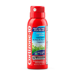 Cortizone 10 bottle front showing maximum-strength itch relief for on the go
