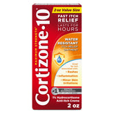 Cortizone-10 tube close-up shows 2 oz size for quick itch relief.