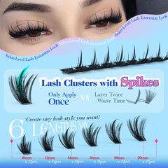 CORUSCATE spiky lash clusters 16mm add volume with feathery texture.