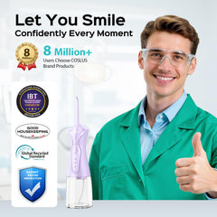 COSLUS C30 water dental flosser side view showing compact travel-friendly design.