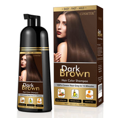 COSMTEK Dark Brown Hair Dye Shampoo bottle—ammonia-free color deposition.