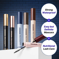 COSNORI Perfect Setting Mascara 02 Cozy Brown wand closeup shows slim C-Curl applicator.