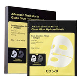 COSRX Advanced Snail Mucin Glass Glow Mask packaging shown for premium skincare routine
