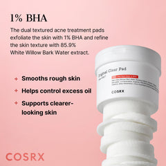 COSRX BHA Toner Pads embossed side for exfoliating texture.