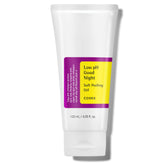 COSRX Low pH Good Night Soft Peeling Gel bottle highlights gentle exfoliation for sensitive skin
