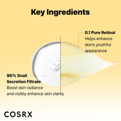 COSRX Retinol 0.1% Cream mini tube close-up reveals creamy texture for gentle renewal.