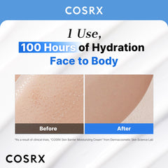 COSRX Skin Barrier Moisturizing Body Cream tub top view shows unscented formula
