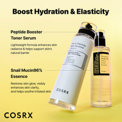 COSRX Snail Mucin booster toner bottle for balanced skin prep.