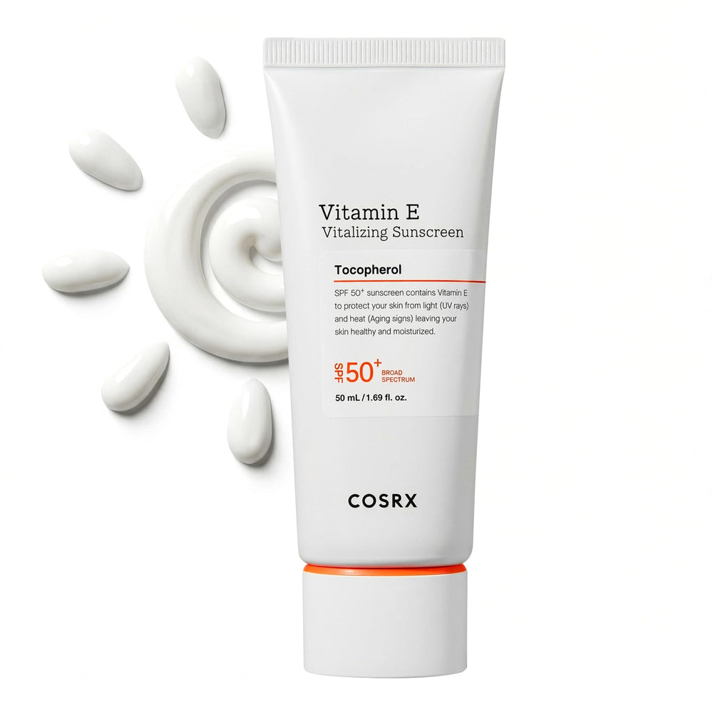 COSRX Vitamin E Sunscreen bottle front view for daily protection.
