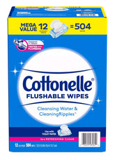 Cottonelle Fresh Care flushable cleansing cloths packaging front for easy, mess-free bathroom shopping