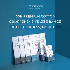 Cottonnerie glove close-up shows soft natural cotton fibers for sensitive skin.