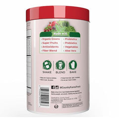 Country Farms Super Greens Berry Flavor scoop measures the perfect serving.