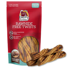 Country Kitchen rawhide-free beef twists pack, real meat flavor for dogs.