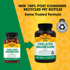 Country Life bottle front shows label and dosage for heart, bone, and muscle health.