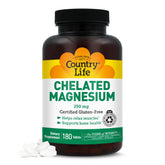 Country Life Chelated Magnesium 250mg bottle being poured to support daily wellness.