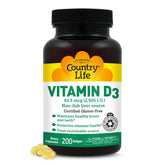Country Life Vitamin D3 2500 IU softgel bottle front for daily bone support