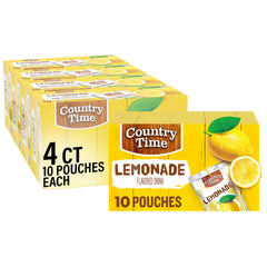 Country Time Lemonade Ready to Drink Pouches in a box, perfect for family gatherings.