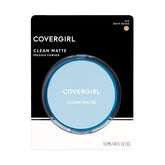 CoverGirl Clean Matte pressed powder in buff beige compact close-up, oil control for shine-free skin.
