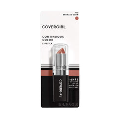 CoverGirl Continuous Color Lipstick Bronzed Glow close-up highlights creamy, moisture-rich texture
