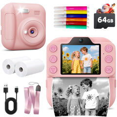 Coxlame Kids Camera Instant Print front pink view for creative play and memories.
