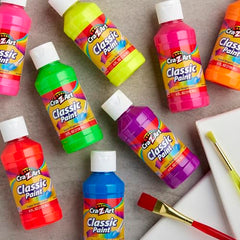 Cra-Z-Art neon swatches demonstrate bold colors for school projects and play.