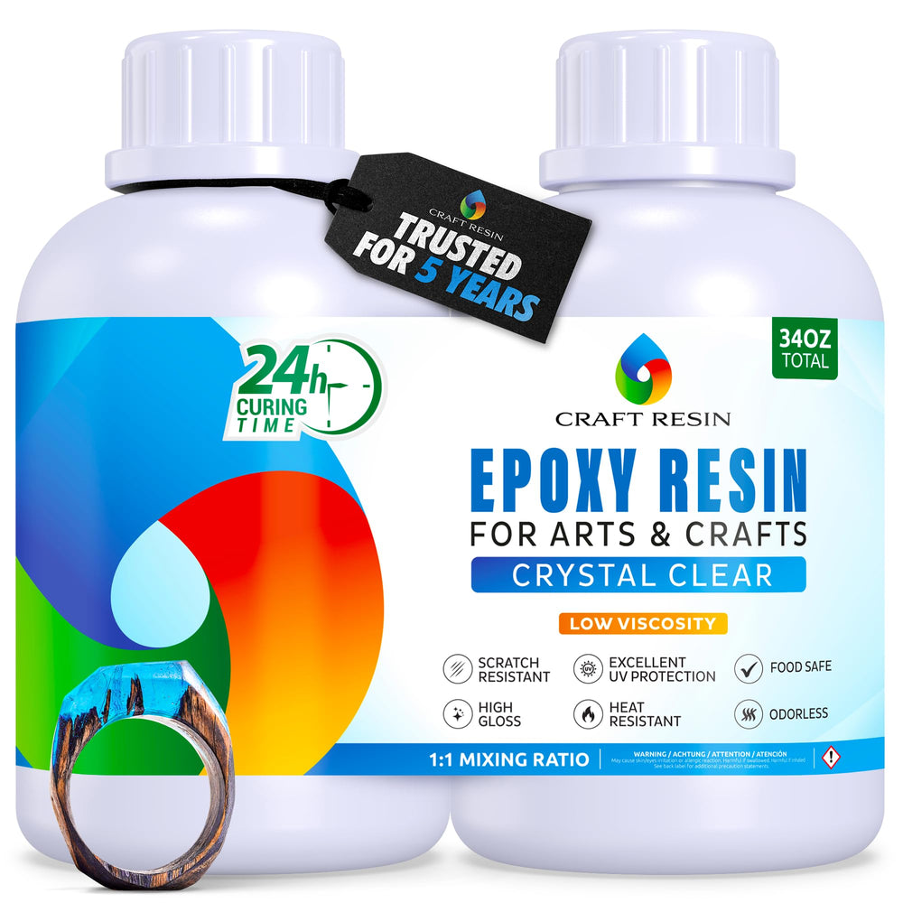 Craft Resin 34Oz bottle pour for glassy, yellowing-free results