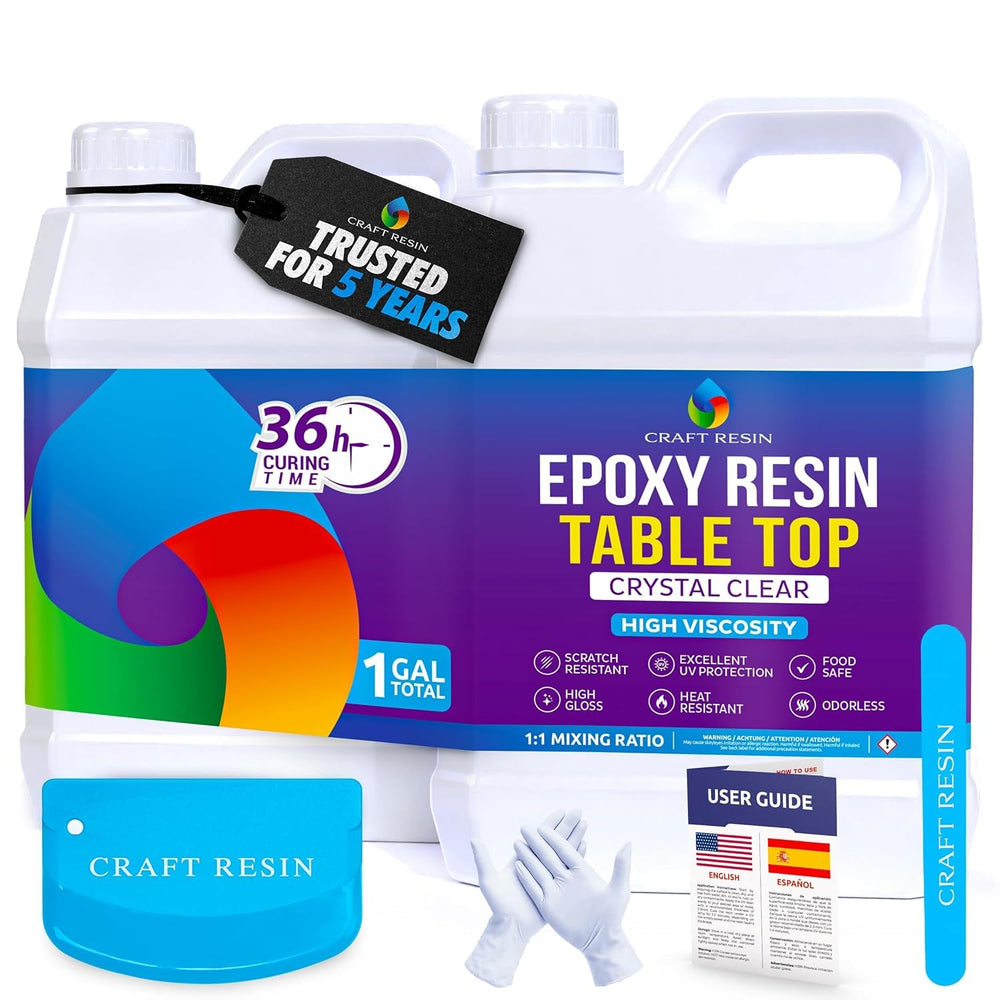 Craft Resin table-top epoxy for a crystal-clear countertop finish.
