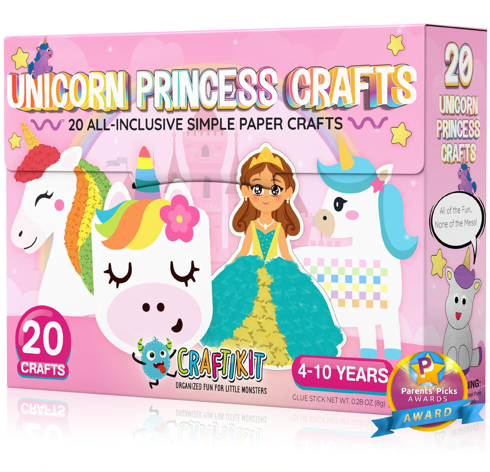 Craftikit princess-unicorn crafts kit with bright projects for screen-free creative play.