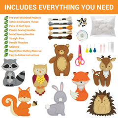 Craftorama Sewing Kit for Kids eight-precut-felt-projects enables easy, neat stitching for beginners.