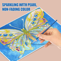 CraftyManor Glitter Paint on paper shows buildable transparent to strong effects.