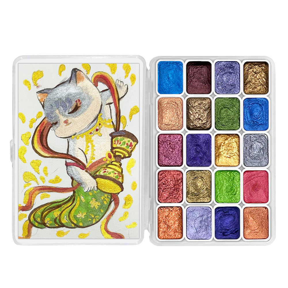 CraftyManor Mini Forestry Shifting Watercolor Palette packaging shows shimmering pigments for vibrant cards.