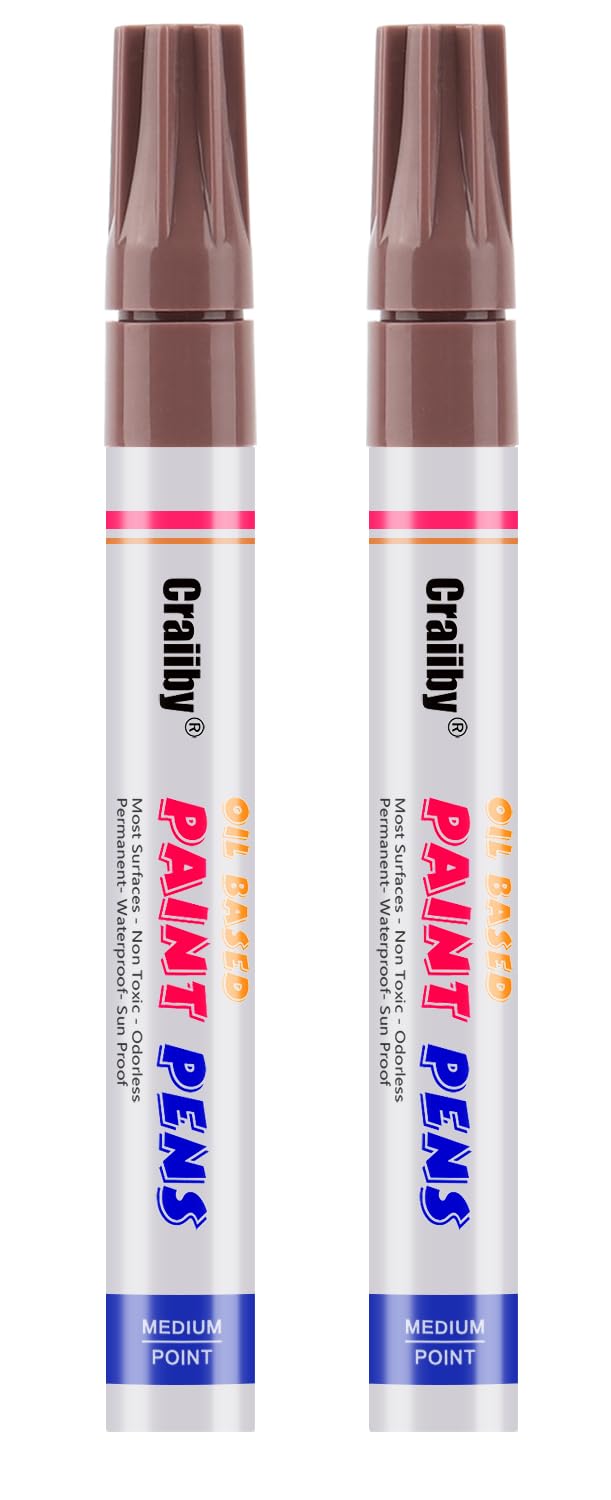 Craiiby brown paint markers 2-pack on rock surface delivering vibrant, permanent color