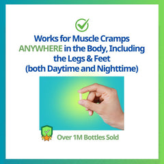 Cramp Defense bottle side view, non-laxative, high-absorption formula.