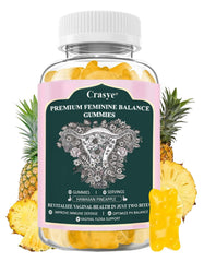Crasye Premium Feminine Balance Gummies bottle highlights a convenient daily wellness ritual