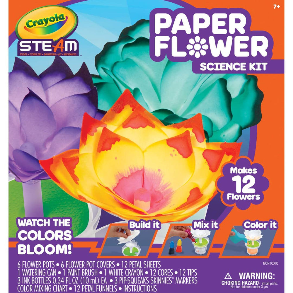 Crayola Paper Flower Science Kit color-changing flowers invite tactile exploration and visual learning.