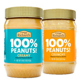 Crazy Richard's crunchy peanut butter jar with visible peanut pieces, ideal for topping oats.