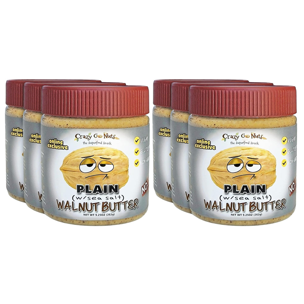 CrazyGoNuts Walnut Butter Plain Sea Salt jar ready to spread on toast