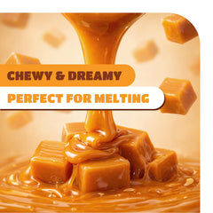 CrazyOutlet vanilla caramel candy melts well for sauces and desserts.