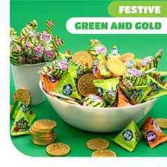 CRAZYOUTLET fruity jelly beans in triangle pouches brighten classroom exchanges.