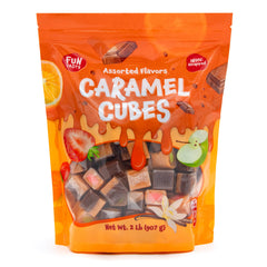 CrazyOutlet strawberry-filled caramels highlight fruity center for a bright flavor bite.