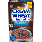 Cream of Wheat Cocoa packaging showcases convenient instant breakfast.