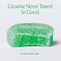 Anti-melt formula graphic on Create Gummies for on-the-go workouts.