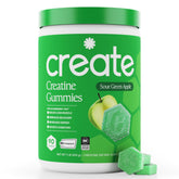 Create Creatine Monohydrate Gummies orange bottle boosts focus and endurance for active days.