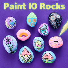 Creativity for Kids glow paint adds luminous details to rock designs