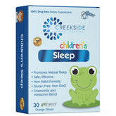 Creekside Naturals Children’s Sleep orange dream bottle promotes calm bedtime routine.